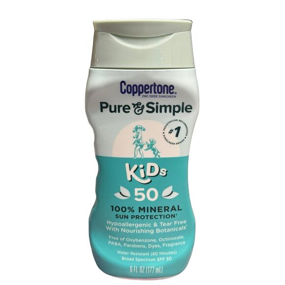 Coppertone Pure & Simple, Kids, 100% Mineral Sun Protection, SPF 50, 6 fl oz - Picture 1 of 2